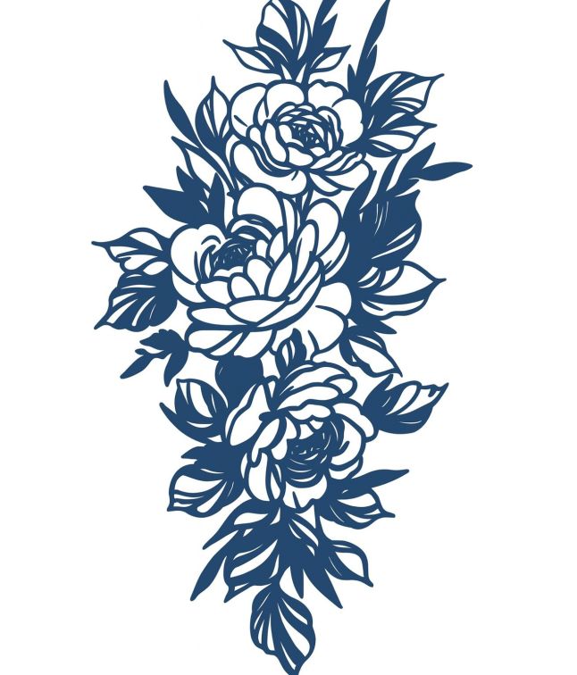 Rose og blade tatovering