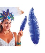 Blå strudsefjer 40 cm, 12 stk