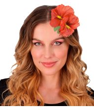 Rød hawaiiblomst med hårklips