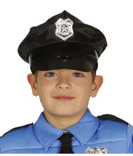 Sort politikasket med emblem til børn.