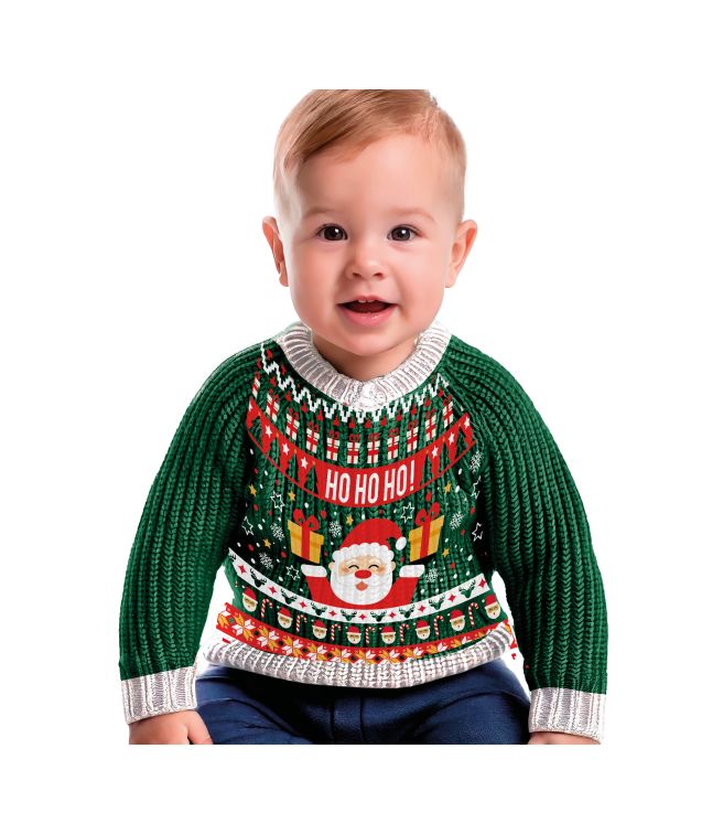 Grøn baby julesweater 18-24 mdr