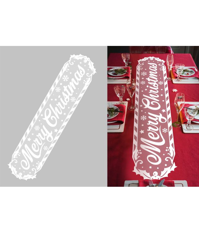 Merry Christmas bordløber, 42,3 x 183 cm