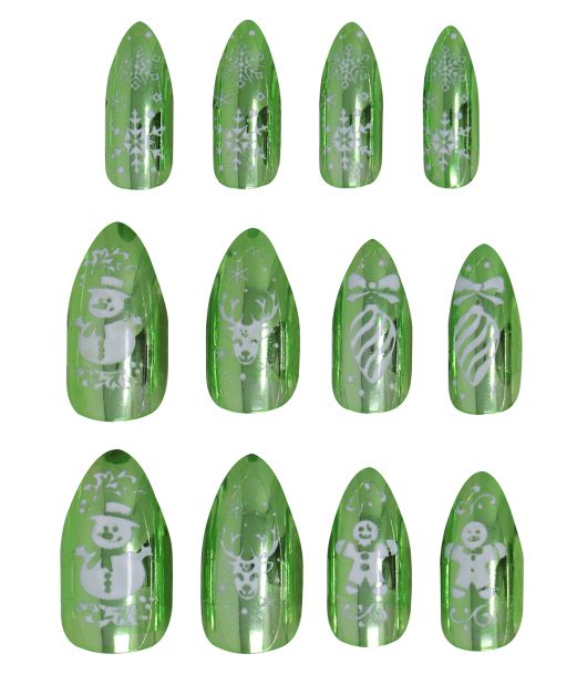 Grønne jule negle, 12 stk