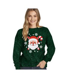 Grøn julebluse med glimmer