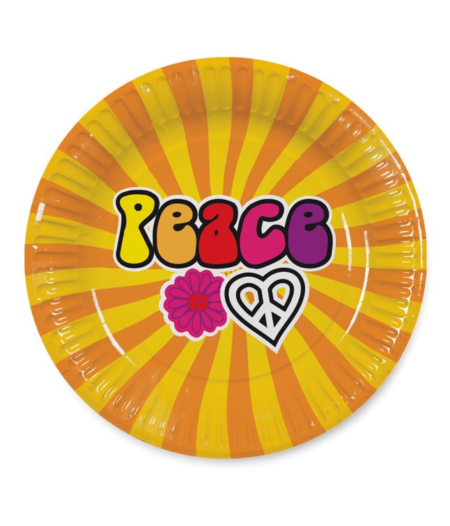 60er Peace paptallerkner, 8 stk