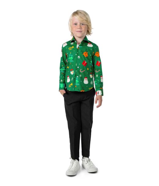 Grøn juleskjorte til drenge