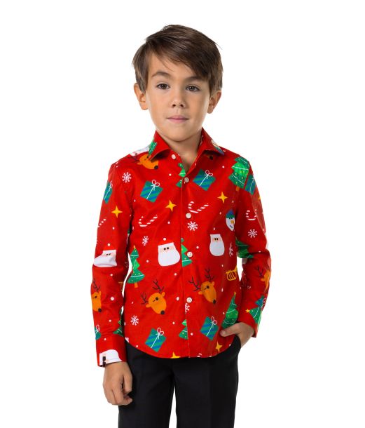 Rød juleskjorte til drenge