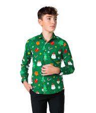 Grøn juleskjorte til teens