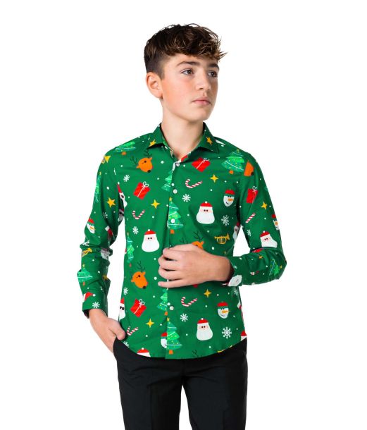 Grøn juleskjorte til teens