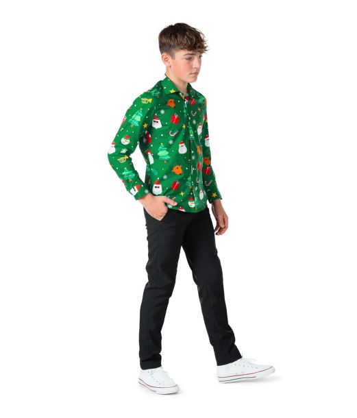 Grøn juleskjorte til teens