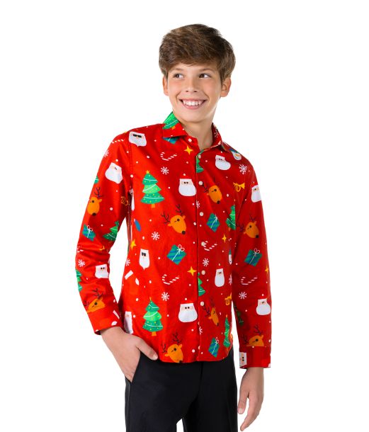 Rød juleskjorte til teens 10 - 16 år