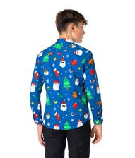 Blå juleskjorte til teens 10 - 16 år