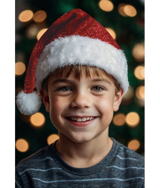 Rød glimmer nissehue, barn