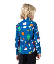 Blå juleskjorte til drenge