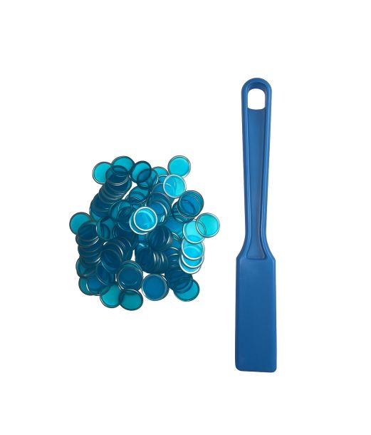 Blå magnetstang med brikker