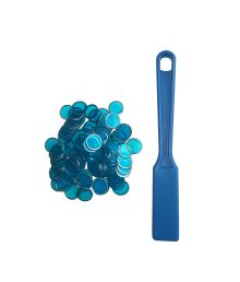 Blå magnetstang med brikker