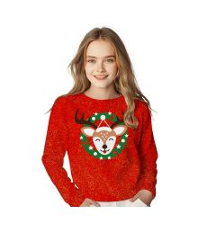 Rød julebluse med rensdyr til piger