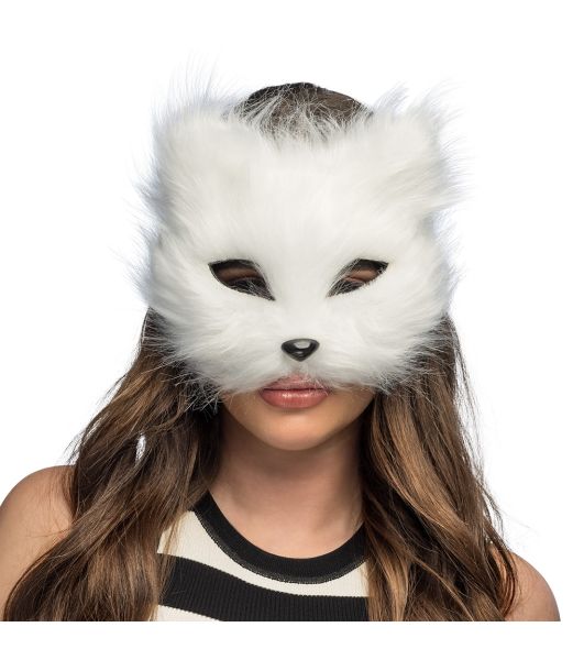 Hvid pelsede kattemaske