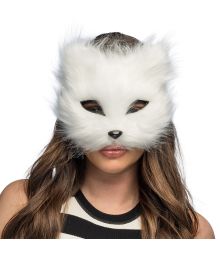 Hvid pelsede kattemaske