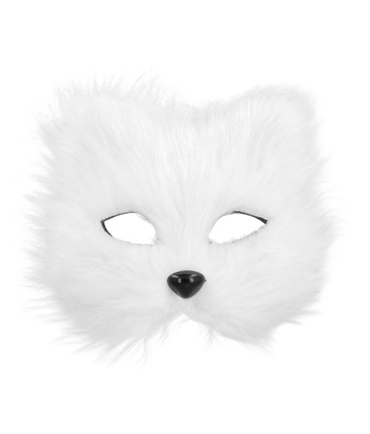 Hvid pelsede kattemaske