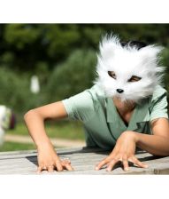 Hvid pelsede kattemaske