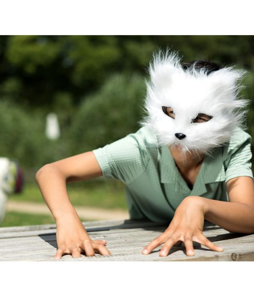 Hvid pelsede kattemaske