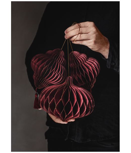 Julepynt papirvæv, vinrød 18 x 15 cm