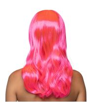 Flot hot pink paryk med langt hår.