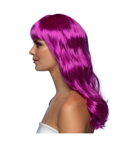 Flot lilla paryk med langt hår.