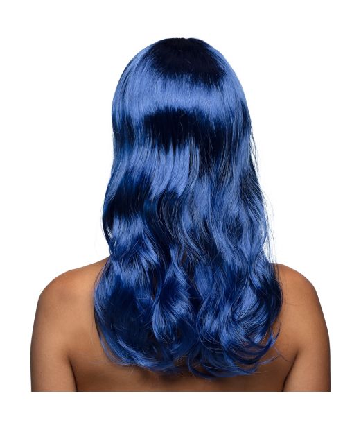 Flot blå paryk med langt hår.