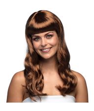 Flot brun paryk med langt hår.