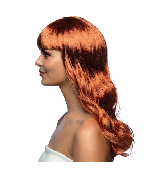 Flot kobber farvet paryk med langt hår.
