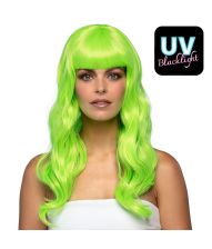 Flot lime grøn paryk med langt hår.