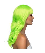 Flot lime grøn paryk med langt hår.
