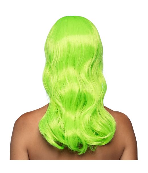 Flot lime grøn paryk med langt hår.