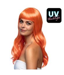 Flot orange paryk med langt hår.