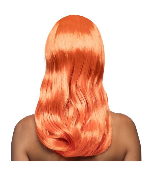 Flot orange paryk med langt hår.