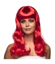 Flot rød paryk med langt hår.