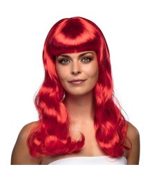 Flot rød paryk med langt hår.