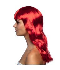 Flot rød paryk med langt hår.