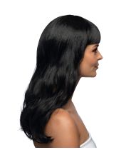 Flot sort paryk med langt hår.