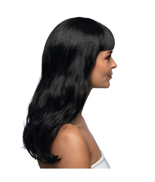 Flot sort paryk med langt hår.