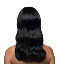 Flot sort paryk med langt hår.