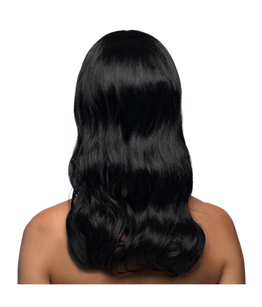 Flot sort paryk med langt hår.