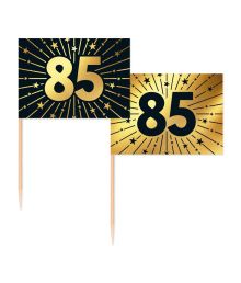 Guld og sort kageflag 85, 50 stk