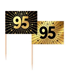 Guld og sort kageflag 95, 50 stk