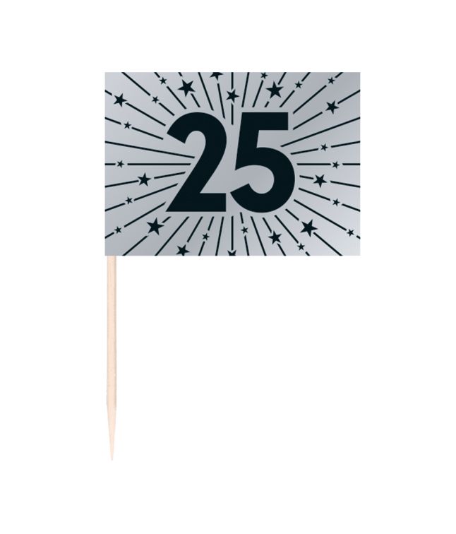 Sølv 25 kageflag, 50 stk