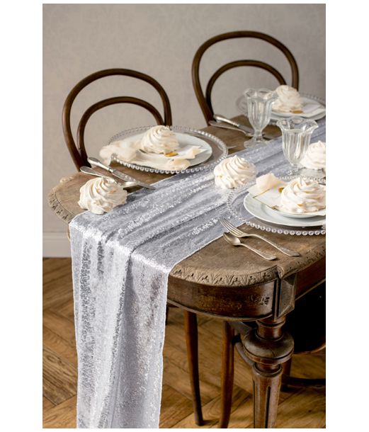 Sølv paillet bordløber