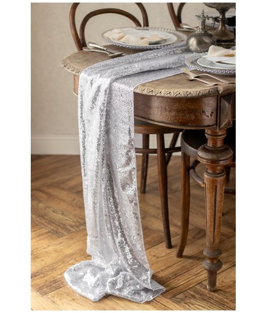 Sølv paillet bordløber