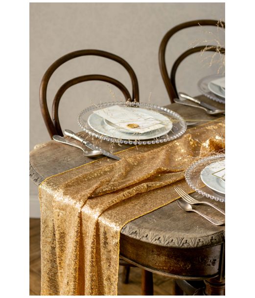 Guld paillet bordløber 0,3 x 5 m